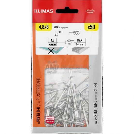 Klimas Trhací nit AL/ST 4,8 x 8 mm, 50 ks