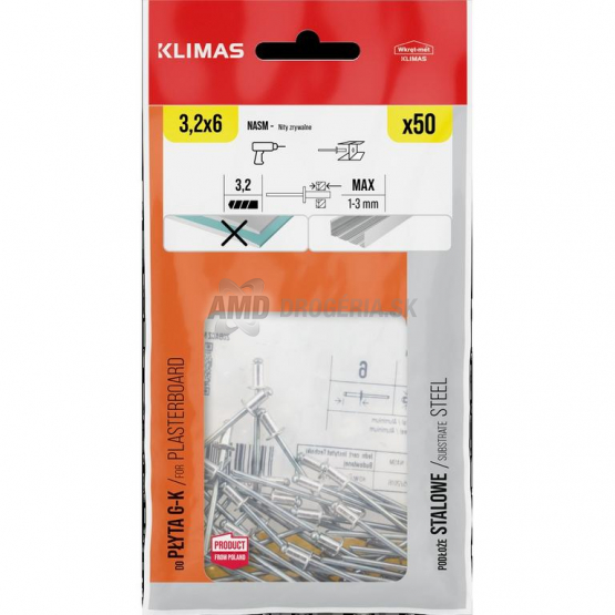 Klimas Trhací nit AL/ST 3,2 x 6 mm, 50 ks