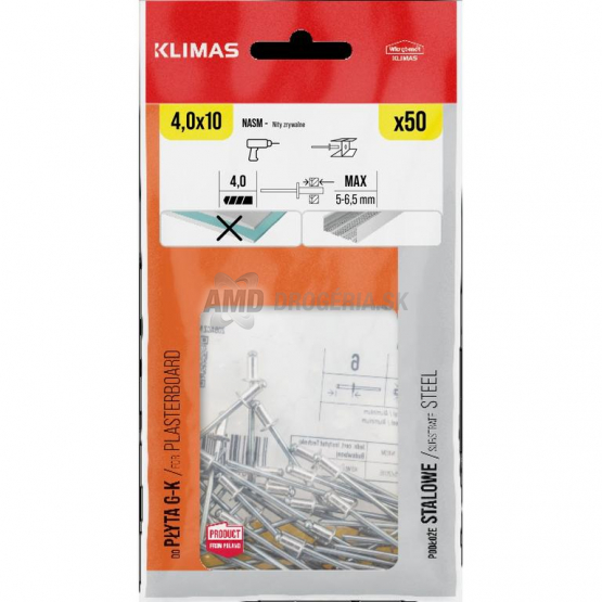 Klimas Trhacie nity AL/ST 4,0 x 10 mm, 50 ks