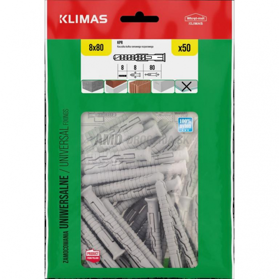 Klimas Hmoždinka rámová rozperná KPR, 8x80 mm, 1 ks
