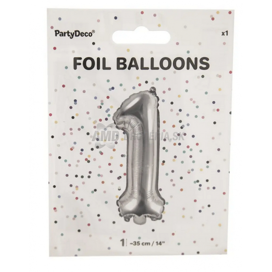 BALÓNIK FOLIA ČÍSLO 1 35CM STRIEBORNÝ
