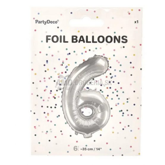 BALÓNIK FÓLIA ČÍSLO 6 35CM STRIEBORNÝ
