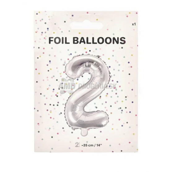 BALÓNIK FÓLIA ČÍSLO 2 35CM STRIEBORNÝ