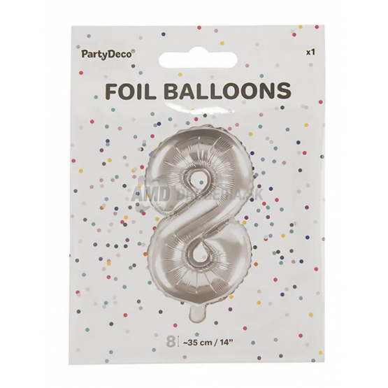 BALÓNIK FÓLIA ČÍSLO 8 35CM STRIEBORNÝ