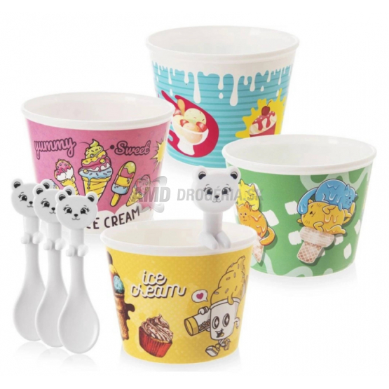 POHÁR+LYŽICA UH ZMRZLINA ICE 0,3L 4 KS MIX