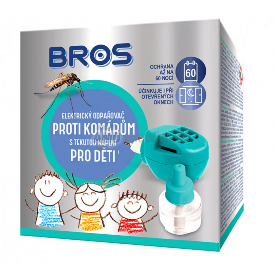 BROS ELEKTRICKÝ ODPAROVAČ PROTI KOMÁROM + TEKUTÁ NÁPLŇ PRE DETI 40 ML