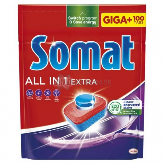 Somat All in 1 Extra tablety do umývačky riadu, Giga+ 100 ks