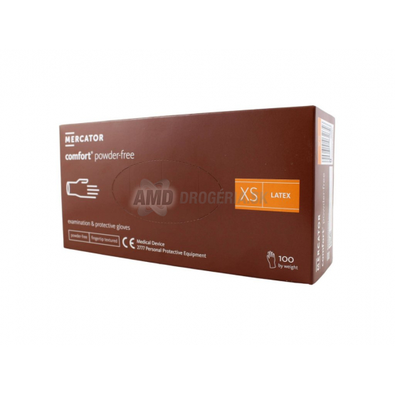 Mercator Comfort Latexové rukavice nepudrované XS, 100 ks