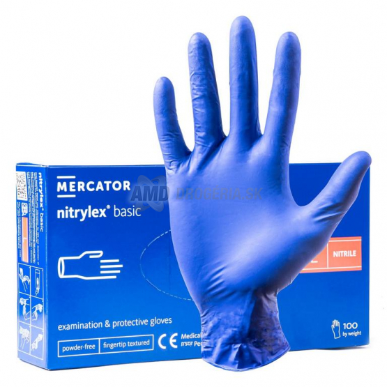 Mercator Nitrylex Basic nitrilové rukavice tmavomodré, veľkosť L, 100 ks