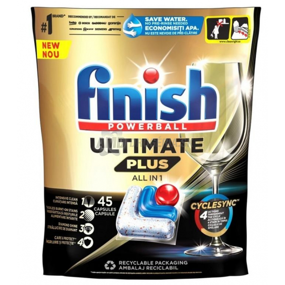 Finish Powerball Ultimate Plus All in 1 tablety do umývačky riadu, 45 ks