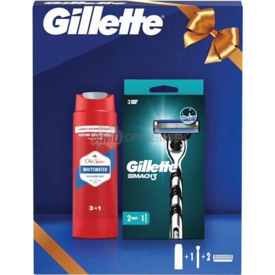 KAZETA GILLETTE MACH3 STROJČEK + 2 NÁHRADNÉ HLAVICE + SPRCHOVÝ GÉL 250ML