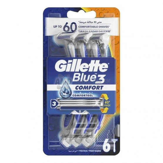 Gillette Blue3 Comfort jednorázové holiace strojčeky, 6 ks