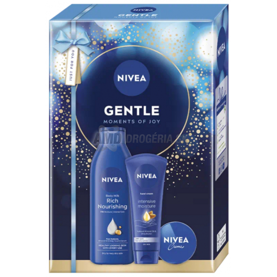 KAZETA NIVEA GENTLE TELOVÉ MLIEKO 250ML + KRÉM NA RUKY 100ML + KRÉM 30ML
