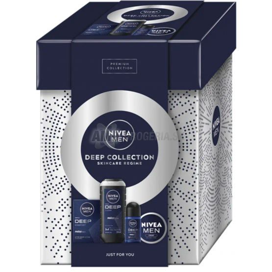 KAZETA NIVEA DEEP COLLECTION SPRCHOVÝ GÉL 250ML + ROLL ON 50ML + VODA PO HOLENÍ 100ML + KRÉM 75ML