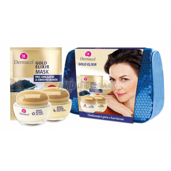 DERMACOL DÁMSKA DARČEKOVÁ KAZETA GOLD ELIXIR 2 x KRÉM + MASKA 15