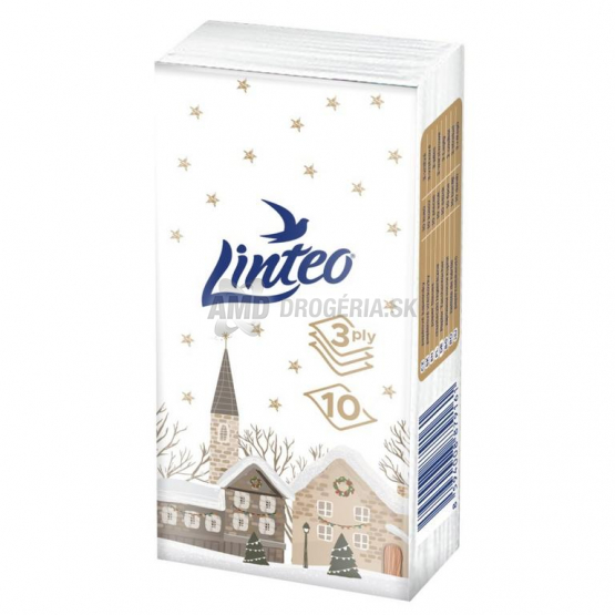 Linteo Papierové vreckovky Vianočné Deň & Noc 3-vrstvové, 10 x 10 ks
