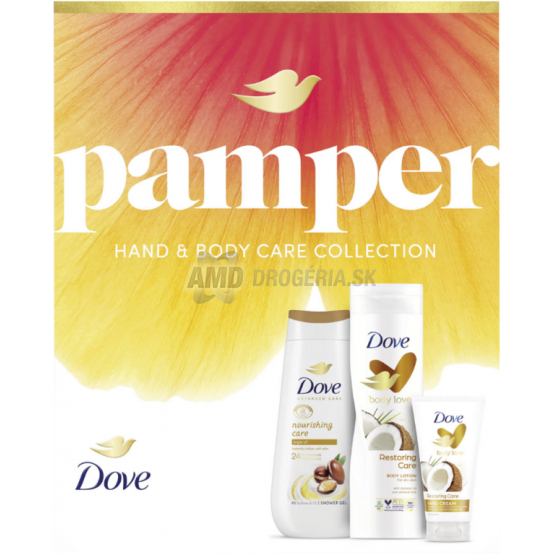 KAZETA DOVE NOURISING SPRCHOVÝ GÉL 225ML + TELOVÉ MLIEKO 250ML + KRÉM NA RUKY 75ML 