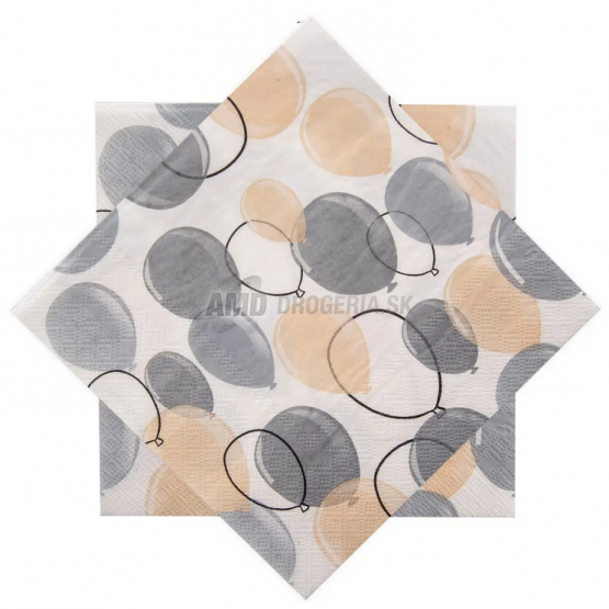 SERVÍTKY BALÓNIKY 20 KS 33 X 33 ŠEDÁ