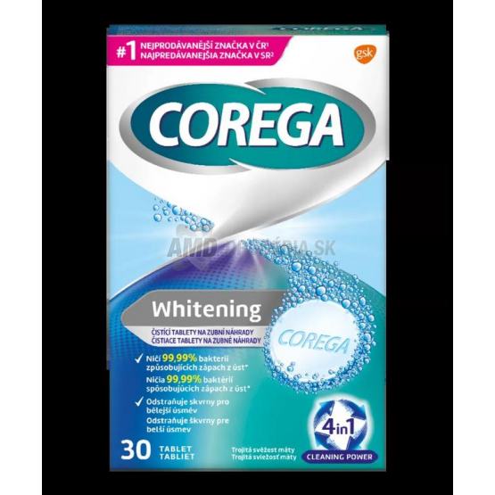 Corega Tabs Triple Whitening čistiace tablety na zubné náhrady, 66 ks