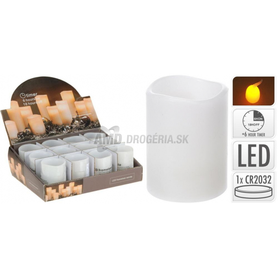 LED sviečka Frameless s tancujúcim plameňom, biela, 50 × 65 mm