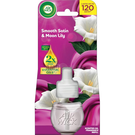 Air Wick náplň do elektrického osviežovača Jemný satén a mesačná ľalia, 19 ml