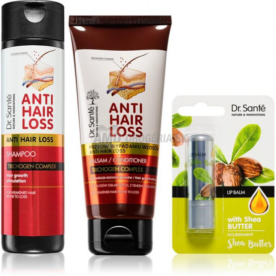 Dr. Santé Anti Hair Loss kazeta – šampón + kondicionér + balzam na pery