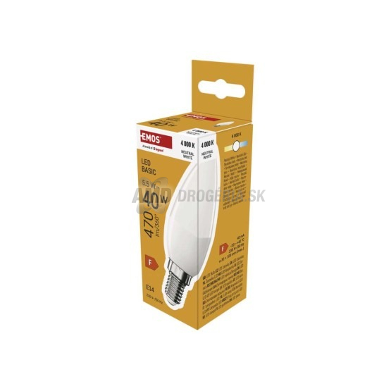 Emos LED žiarovka Basic sviečka, E14, 5,5 W (40 W), neutrálna biela