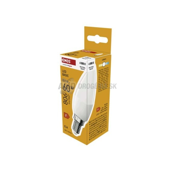 Emos LED žiarovka Basic Candle E14, 8,8 W (60 W), neutrálna biela