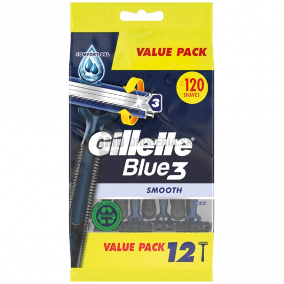 Gillette Blue3 Smooth jednorazové holiace strojčeky, 12 ks