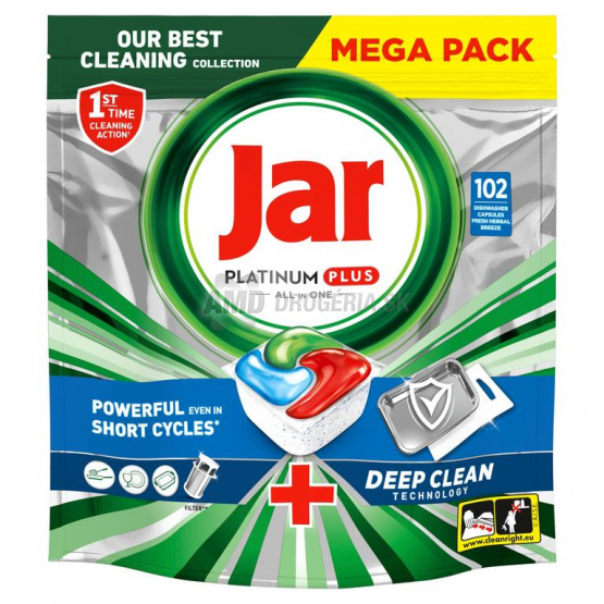 Jar Platinum Plus All in One Fresh Herbal Breeze tablety do umývačky riadu, 102 ks