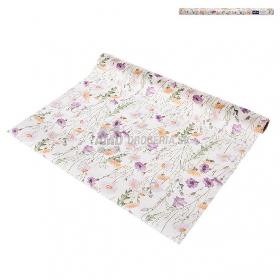 OBRUS BEHUN PAPIER JARNE KVETY 180X40CM FIALOVA