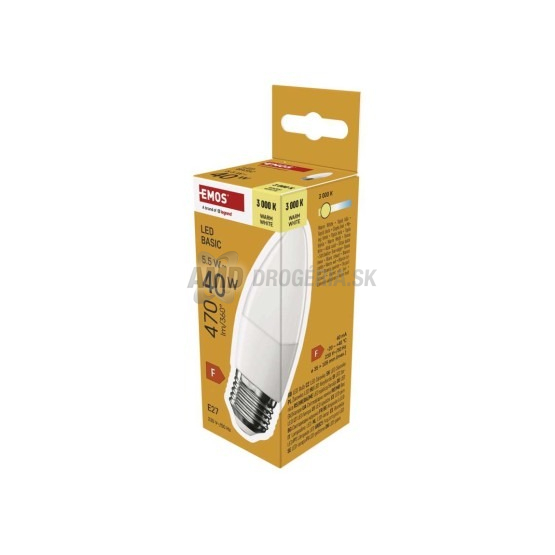 Emos LED žiarovka Basic sviečka E27, 5,5 W (40 W), neutrálna biela