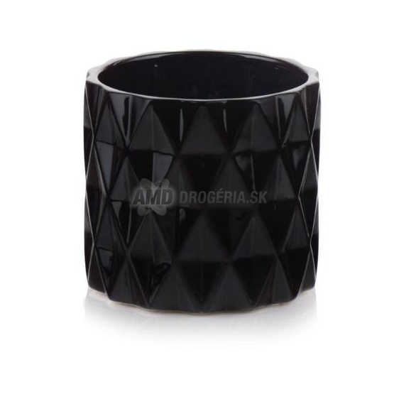 KVETINÁČ PIANO 13 CM GEOMETRICKÝ DEKOR OKRÚHLY ČIERNY