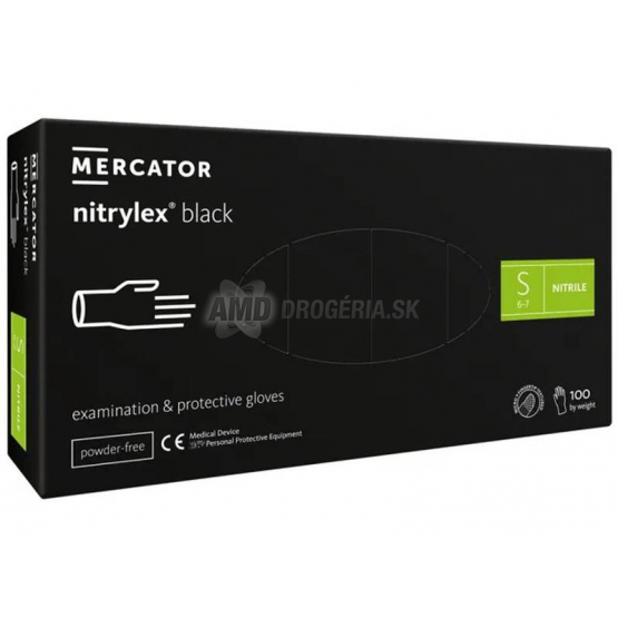 Mercator Nitrylex Black nitrilové rukavice čierne, veľkosť S, 100 ks