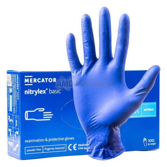 Mercator Nitrylex Basic nitrilové rukavice tmavomodré, veľkosť M, 100 ks