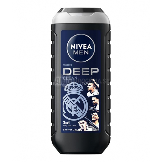 Nivea Men Deep Clean 3in1 sprchový gél Real Madrid, 250 ml