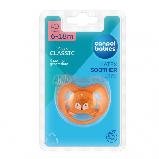 CANPOL CUMLÍK KAUČUKOVÝ CUTE ANIMALS 6-18M  1KS OKRÚHLY ORANŽOVÝ