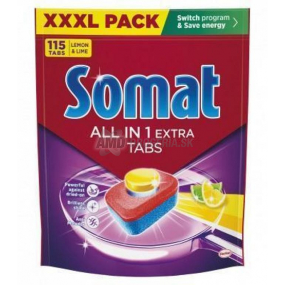 Somat All in One Extra Lemon & Lime tablety do umývačky, 115 ks