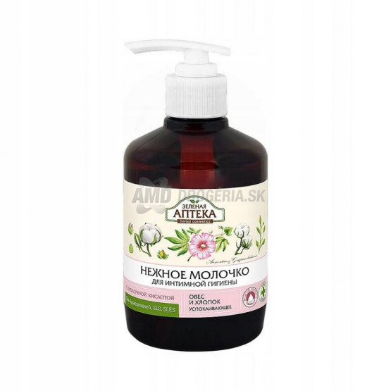 Green Pharmacy Jemné mlieko na intímnu hygienu Ovos a bavlna, 370 ml