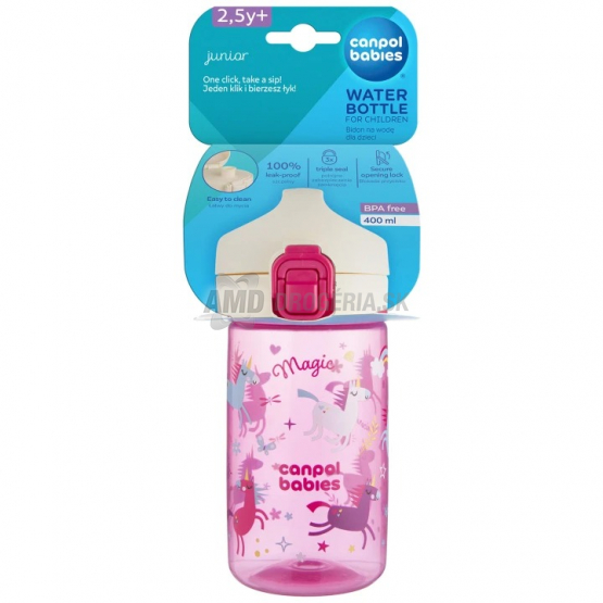 Canpol Babies Fľaša Junior so slamkou Magic jednorožec, 400 ml