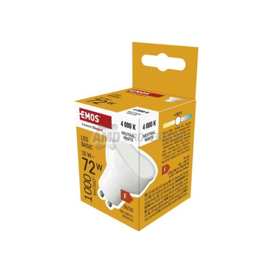 Emos LED žiarovka Basic GU10, 10 W (72 W), neutrálna biela