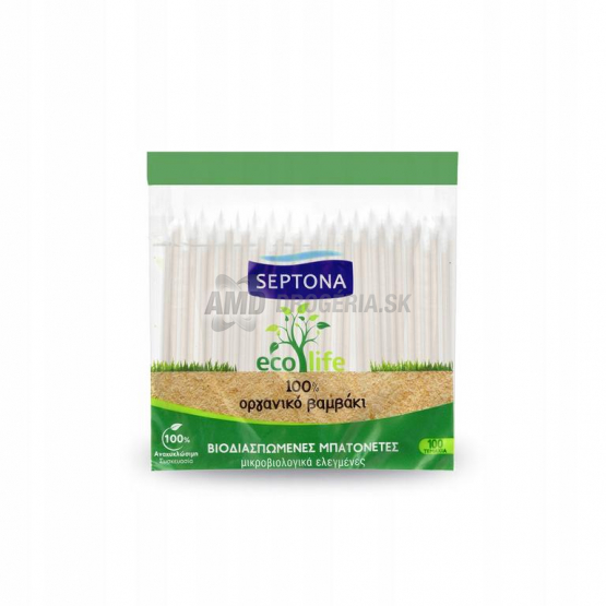 Septona Eco Life Vatové tyčinky biologicky rozložiteľné, 100 ks
