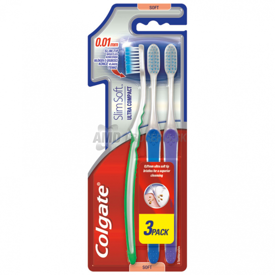 COLGATE ZUBNÁ KEFKA SLIM SOFT ULTRA COMFORT HEAD 3PACK 3 KS