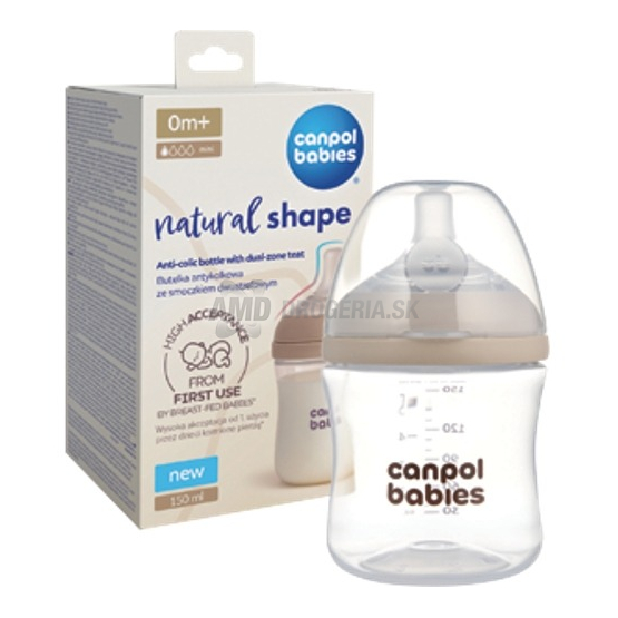 Canpol Babies Dojčenská antikolíková fľaša Natural Shape, 150 ml, 0m+