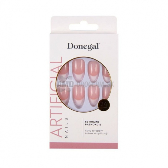 Donegal Umelé nechty mandľové French manicure, 24 ks