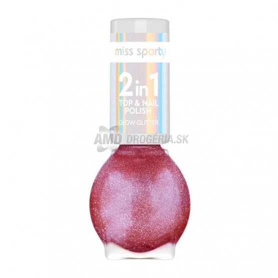 Miss Sporty 2in1 Top & Nail Polish Glow Glitter lak na nechty 90, 7 ml