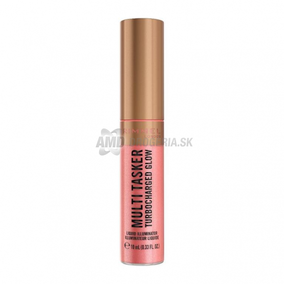 Rimmel Multi Tasker Turbocharged Glow tekutý rozjasňovač 002 Rosy Rebel, 10 ml