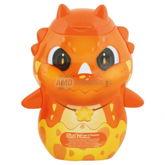 Dino 3v1 sprchový gél, šampón a kondicionér Postavička oranžový, 400 ml