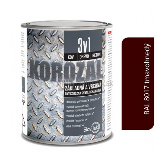 KOROZAL 3V1 RAL 8017 TMAVOHNEDÝ 0,75 L