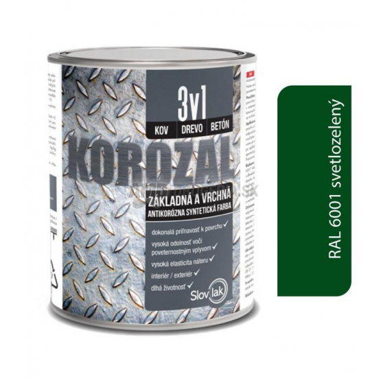 KOROZAL 3V1 RAL 6001 SVETLOZELENÝ 0,75 L